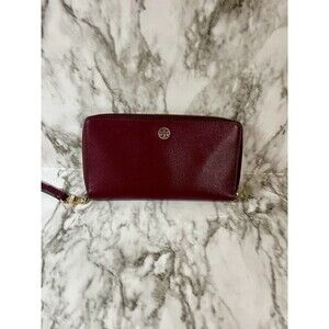 Tory Burch Robin Continental Wristlet Wallet Deep Red